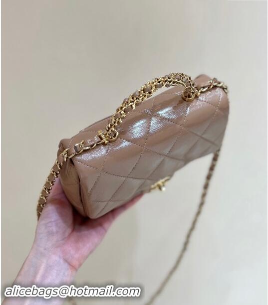 Market Sells Chanel 24B Lambskin Mini Flap Bag with Top Handle AS5032 Light Brown 2024 Top Quality