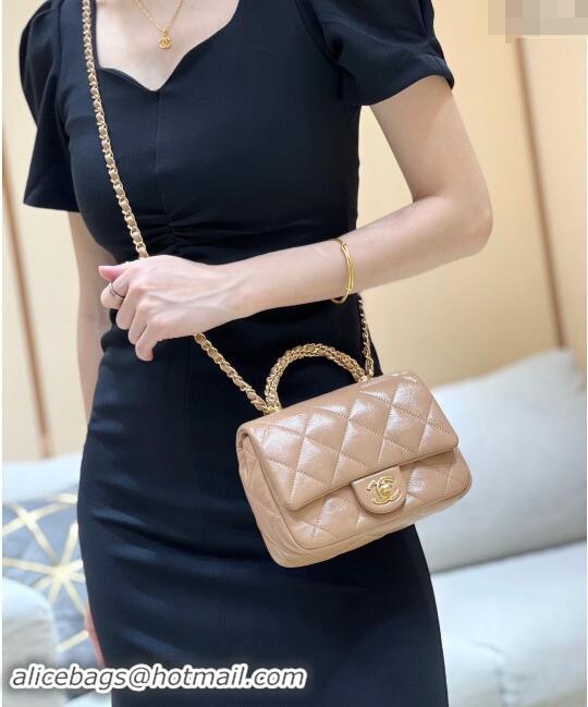 Market Sells Chanel 24B Lambskin Mini Flap Bag with Top Handle AS5032 Light Brown 2024 Top Quality