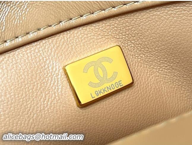 Market Sells Chanel 24B Lambskin Mini Flap Bag with Top Handle AS5032 Light Brown 2024 Top Quality