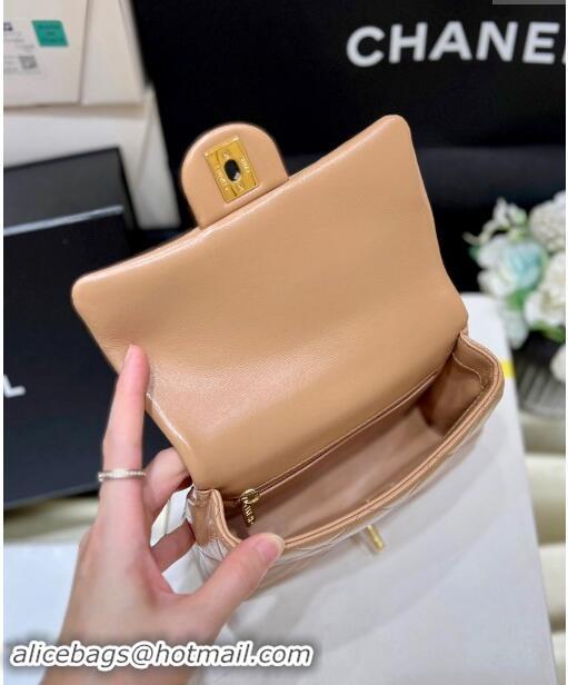 Market Sells Chanel 24B Lambskin Mini Flap Bag with Top Handle AS5032 Light Brown 2024 Top Quality