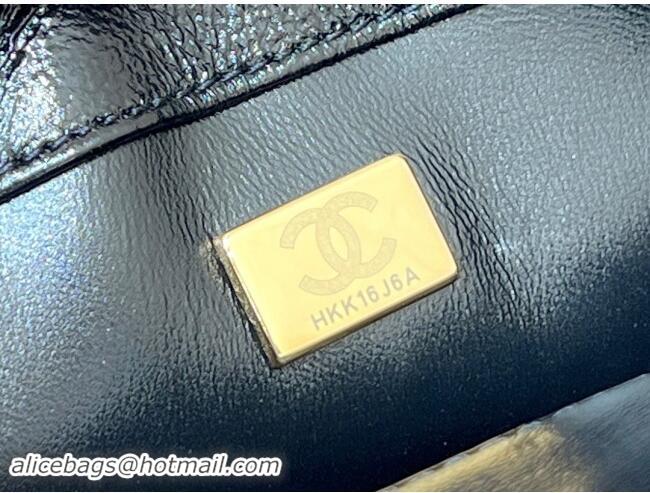 Classic Chanel 24B Lambskin Mini Flap Bag with Top Handle AS5032 Black 2024 Top Quality