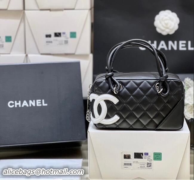 Original Cheap Chanel Cambon Mini Bowling Bag in Black Calfskin A29792 2024 Top Quality