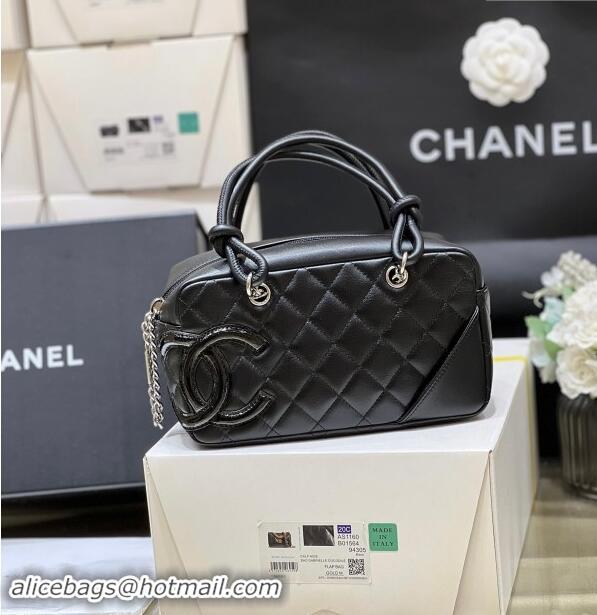 New Stylish Chanel Cambon Mini Bowling Bag in Black Calfskin A29792 2024 Top Quality