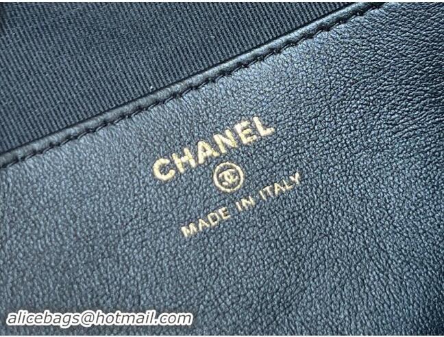 Fashion Chanel Shiny Crumpled Lambskin Clutch with Chain AP4349 Black 2024 Top Quality