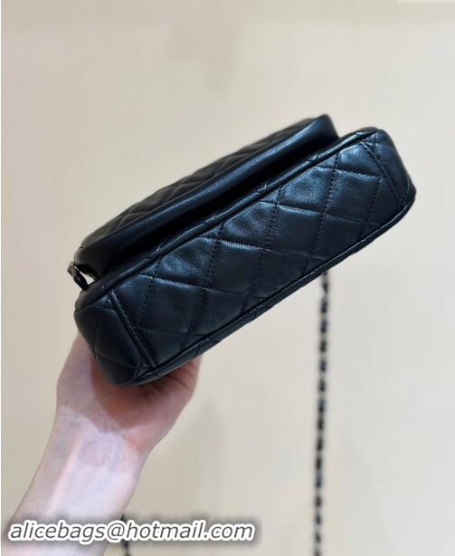 Fashion Chanel Shiny Crumpled Lambskin Clutch with Chain AP4349 Black 2024 Top Quality