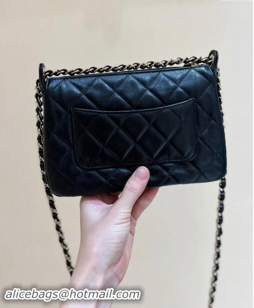 Fashion Chanel Shiny Crumpled Lambskin Clutch with Chain AP4349 Black 2024 Top Quality