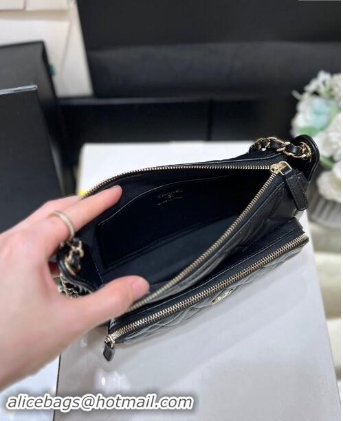 Fashion Chanel Shiny Crumpled Lambskin Clutch with Chain AP4349 Black 2024 Top Quality