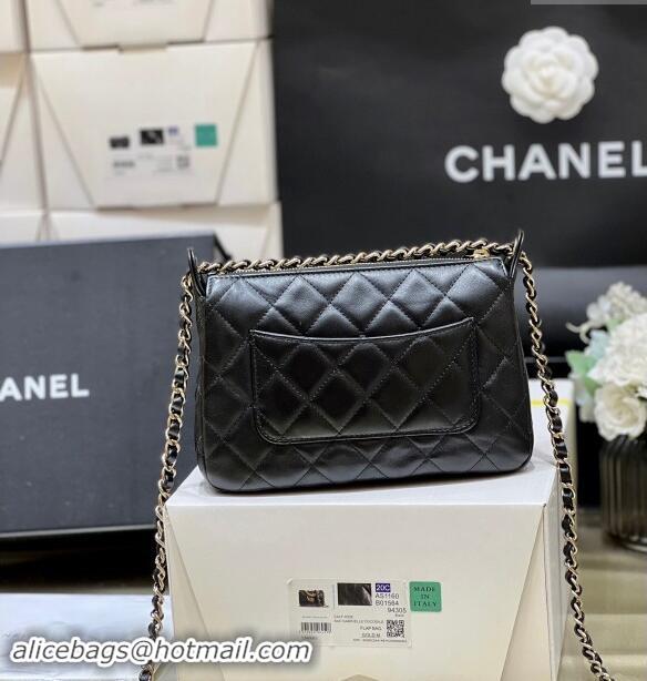 Fashion Chanel Shiny Crumpled Lambskin Clutch with Chain AP4349 Black 2024 Top Quality