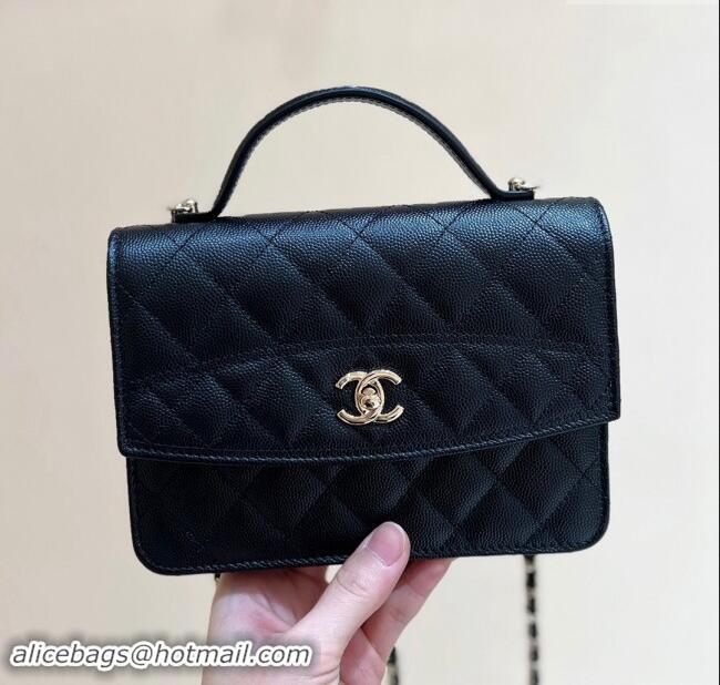 Discount Chanel Grained Calfskin Backpack AP4406 Black 2025 Top Quality