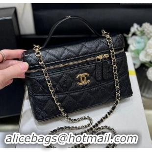 High Quality Chanel Grained Calfskin Long Vanity Case bag with Chain AP4407 Black CRUISE 2025