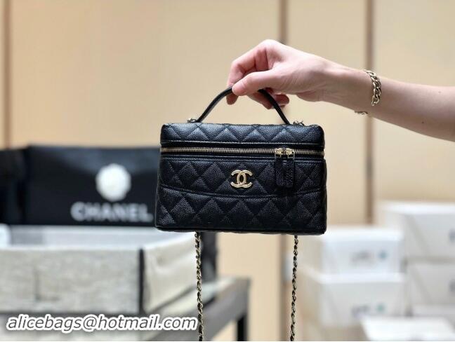 High Quality Chanel Grained Calfskin Long Vanity Case bag with Chain AP4407 Black CRUISE 2025