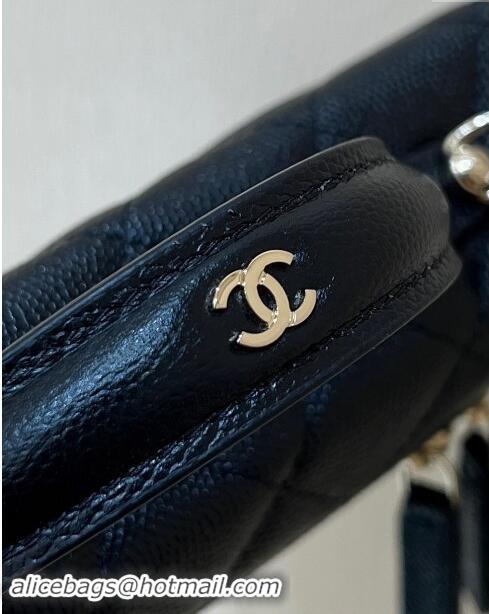 High Quality Chanel Grained Calfskin Long Vanity Case bag with Chain AP4407 Black CRUISE 2025