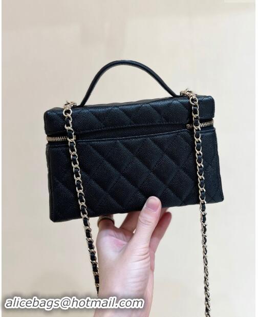 High Quality Chanel Grained Calfskin Long Vanity Case bag with Chain AP4407 Black CRUISE 2025