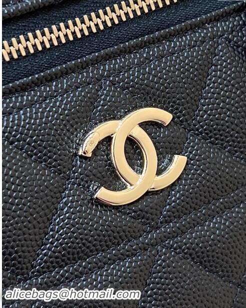 High Quality Chanel Grained Calfskin Long Vanity Case bag with Chain AP4407 Black CRUISE 2025