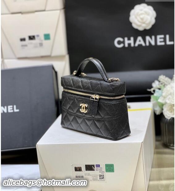 High Quality Chanel Grained Calfskin Long Vanity Case bag with Chain AP4407 Black CRUISE 2025