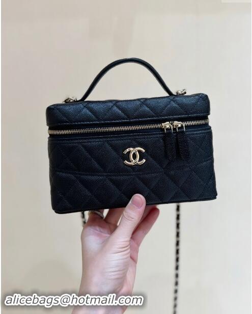 High Quality Chanel Grained Calfskin Long Vanity Case bag with Chain AP4407 Black CRUISE 2025