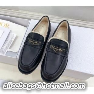 Shop Cheap Dior Boy Flat Loafers in Calfskin and Wool Black 1122034