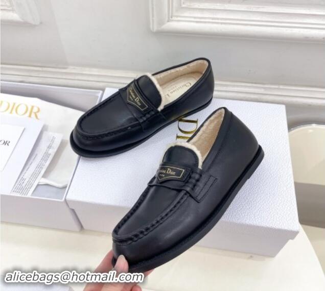 Shop Cheap Dior Boy Flat Loafers in Calfskin and Wool Black 1122034