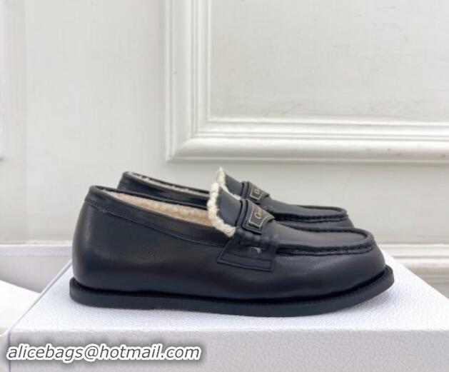 Shop Cheap Dior Boy Flat Loafers in Calfskin and Wool Black 1122034