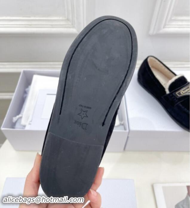 Grade Quality Dior Boy Flat Loafers in Suede and Wool Black 1122036