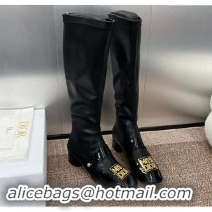 Best Price Dior Miss Dior Belle-D High Boots 3.5cm Patent and Stretch Calfskin Black 1122044