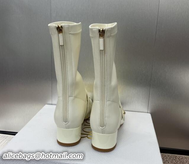 Hot Style Dior Miss Dior Belle-D Ankle Boots 3.5cm Patent and Stretch Calfskin White 1122047