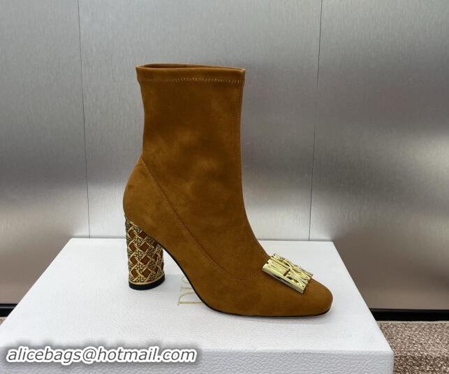 Best Product Dior Miss Dior Icon Ankle Boots 8.5cm in Suede Brown 1122049