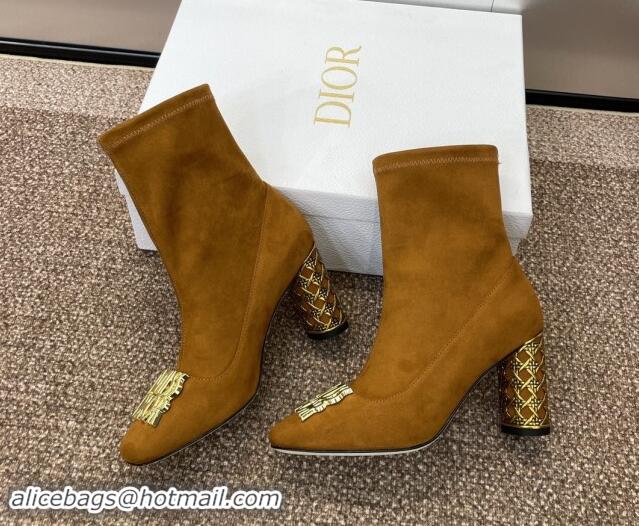 Best Product Dior Miss Dior Icon Ankle Boots 8.5cm in Suede Brown 1122049