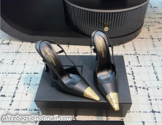 Best Price Saint Laurent Jeanne Slingback Pumps in Smooth Leather Black 110602