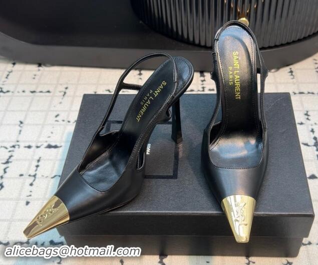 Best Price Saint Laurent Jeanne Slingback Pumps in Smooth Leather Black 110602