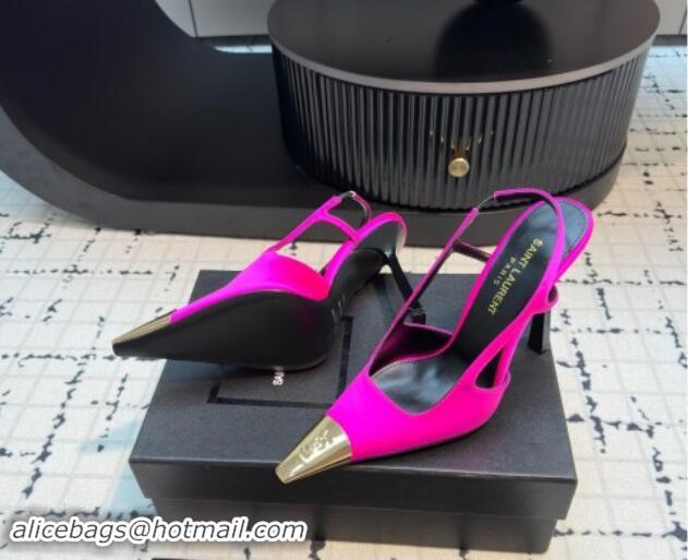 Purchase Saint Laurent Jeanne Slingback Pumps in Silk Rosy 110603