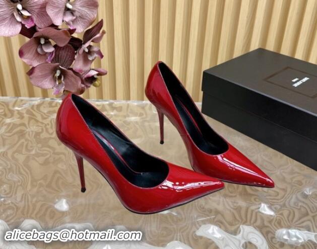 Charming Saint Laurent Norma High Heel Pumps 10.5cm in Patent Leather Red 1116015