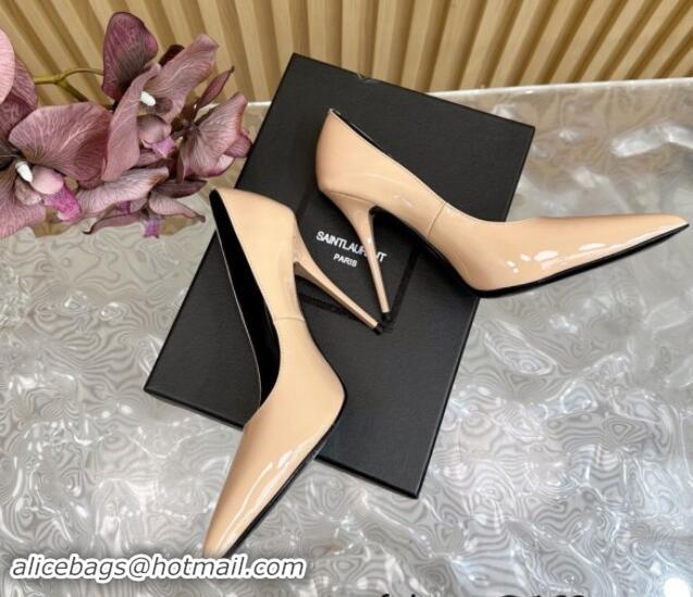 1:1 aaaaa Saint Laurent Norma High Heel Pumps 10.5cm in Patent Leather Nude 1116017