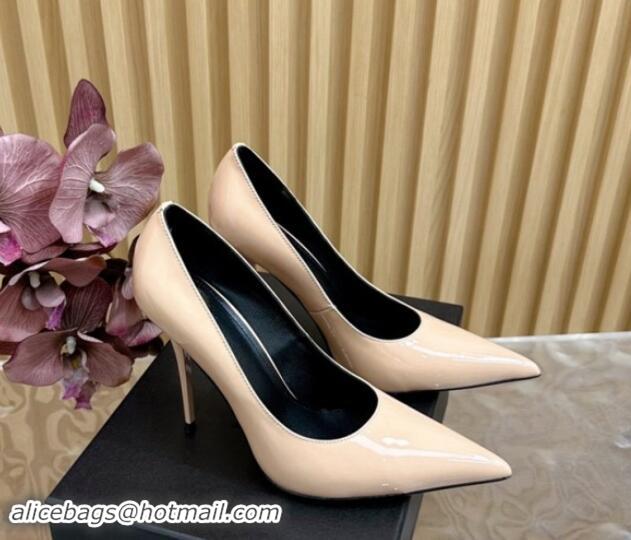 1:1 aaaaa Saint Laurent Norma High Heel Pumps 10.5cm in Patent Leather Nude 1116017