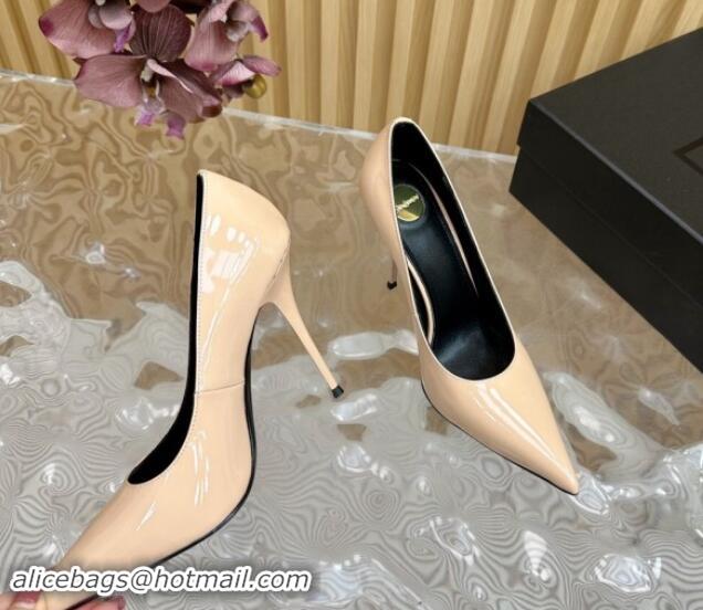 1:1 aaaaa Saint Laurent Norma High Heel Pumps 10.5cm in Patent Leather Nude 1116017