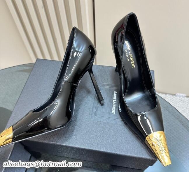 Unique Style Saint Laurent Jeanne Pumps 10cm in Black Patent Leather 1122117