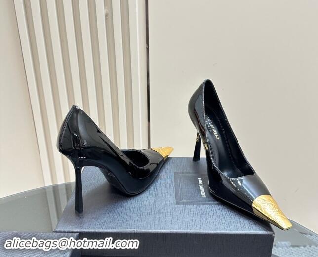 Unique Style Saint Laurent Jeanne Pumps 10cm in Black Patent Leather 1122117