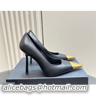 Pretty Style Saint Laurent Jeanne Pumps 10cm in Black Calfskin Leather 122118