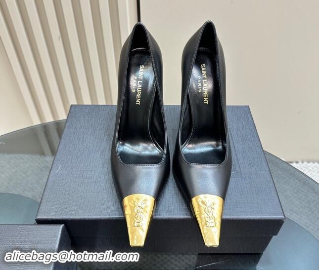 Pretty Style Saint Laurent Jeanne Pumps 10cm in Black Calfskin Leather 122118