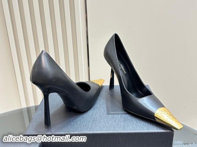 Pretty Style Saint Laurent Jeanne Pumps 10cm in Black Calfskin Leather 122118