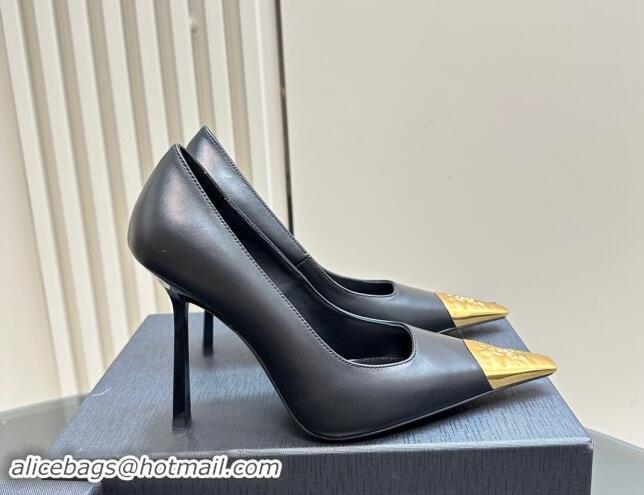 Pretty Style Saint Laurent Jeanne Pumps 10cm in Black Calfskin Leather 122118