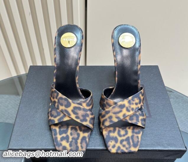 Luxury Saint Laurent High Heel YSL Slides Sandal 11cm in Leopard-print 1122121