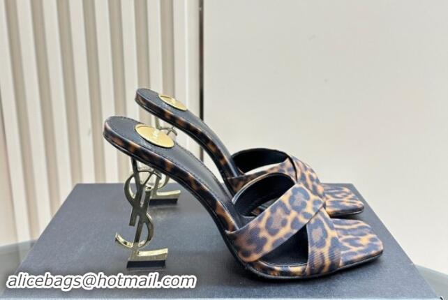 Luxury Saint Laurent High Heel YSL Slides Sandal 11cm in Leopard-print 1122121