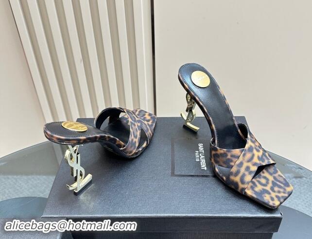 Luxury Saint Laurent High Heel YSL Slides Sandal 11cm in Leopard-print 1122121