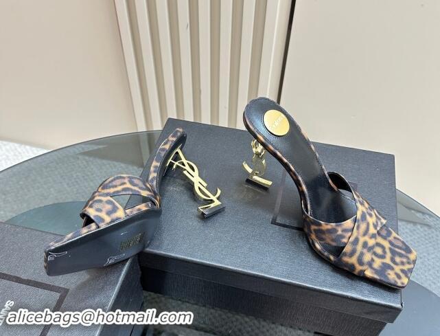 Luxury Saint Laurent High Heel YSL Slides Sandal 11cm in Leopard-print 1122121