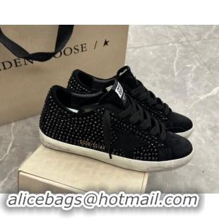 Durable Golden Goose Super-Star Sneakers in black suede with Strass and black suede star 1113001