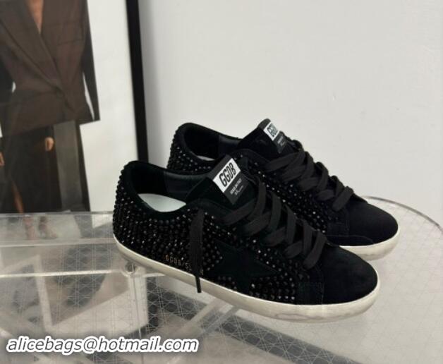 Durable Golden Goose Super-Star Sneakers in black suede with Strass and black suede star 1113001