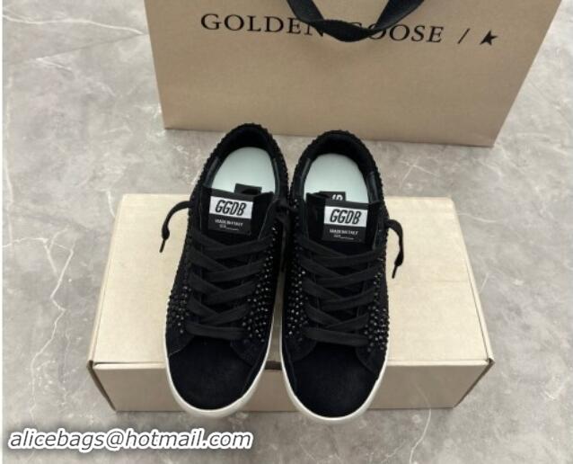 Durable Golden Goose Super-Star Sneakers in black suede with Strass and black suede star 1113001