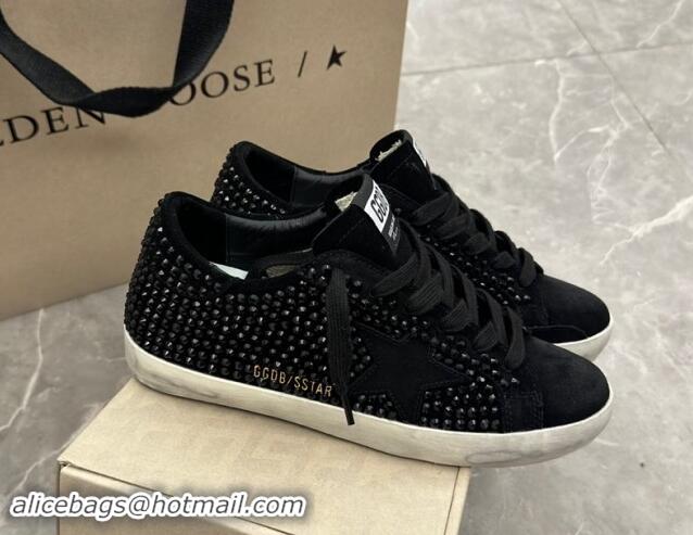 Durable Golden Goose Super-Star Sneakers in black suede with Strass and black suede star 1113001