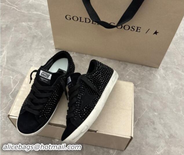 Durable Golden Goose Super-Star Sneakers in black suede with Strass and black suede star 1113001